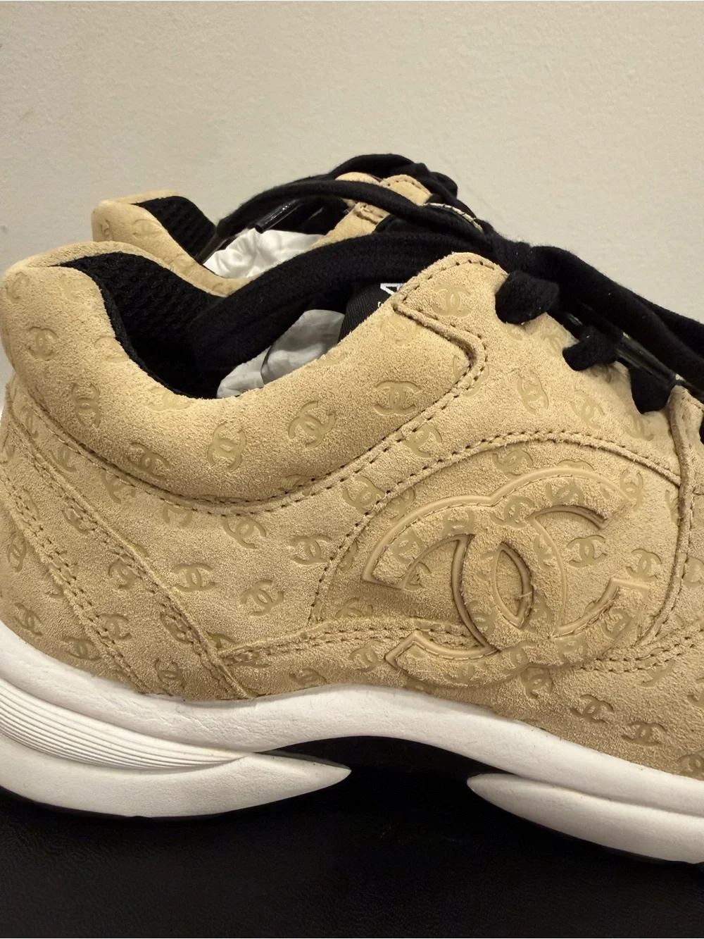 CHANEL beige suede